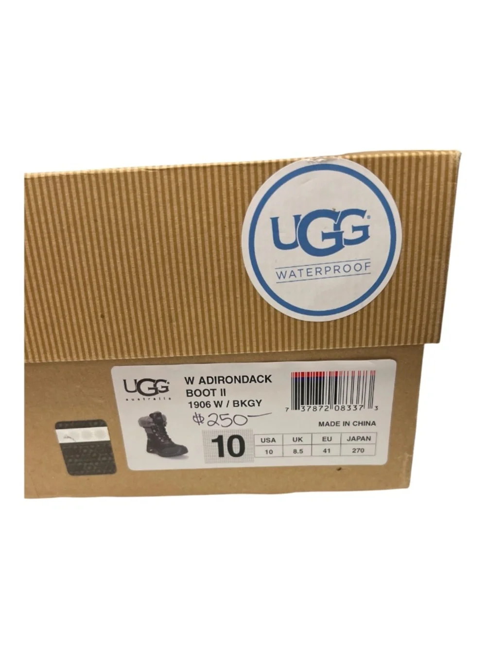 UGG Adirondack II Black & Gray Waterproof Sheepskin Boots | Size 10